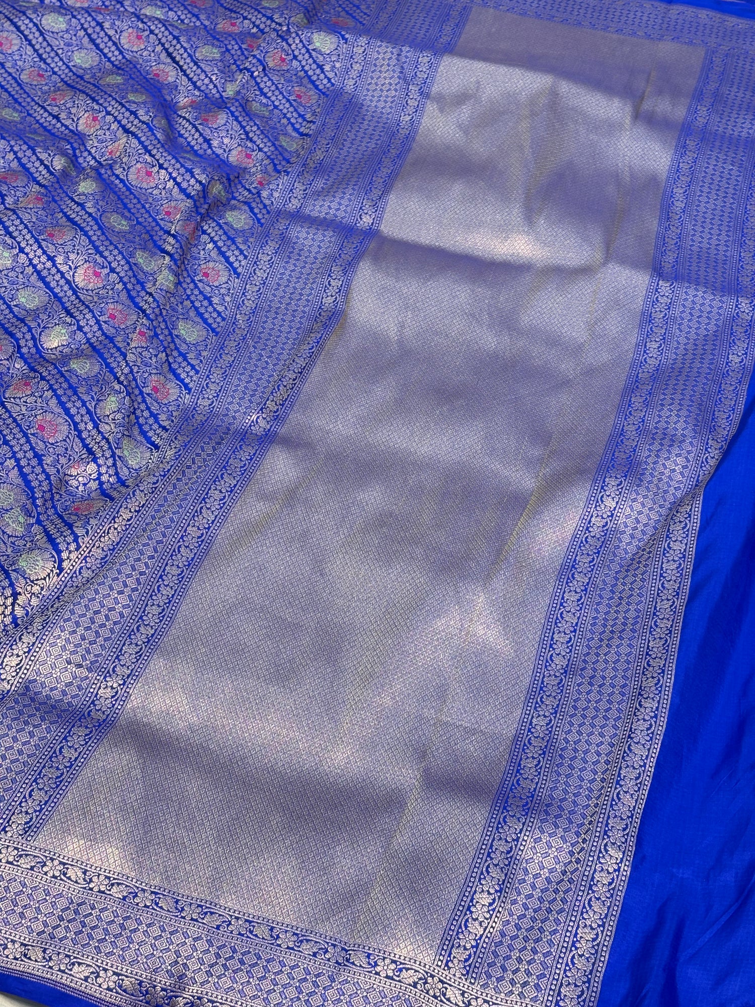 Royal Blue Pure Katan Silk Meenakari Brocade Banarasi Saree