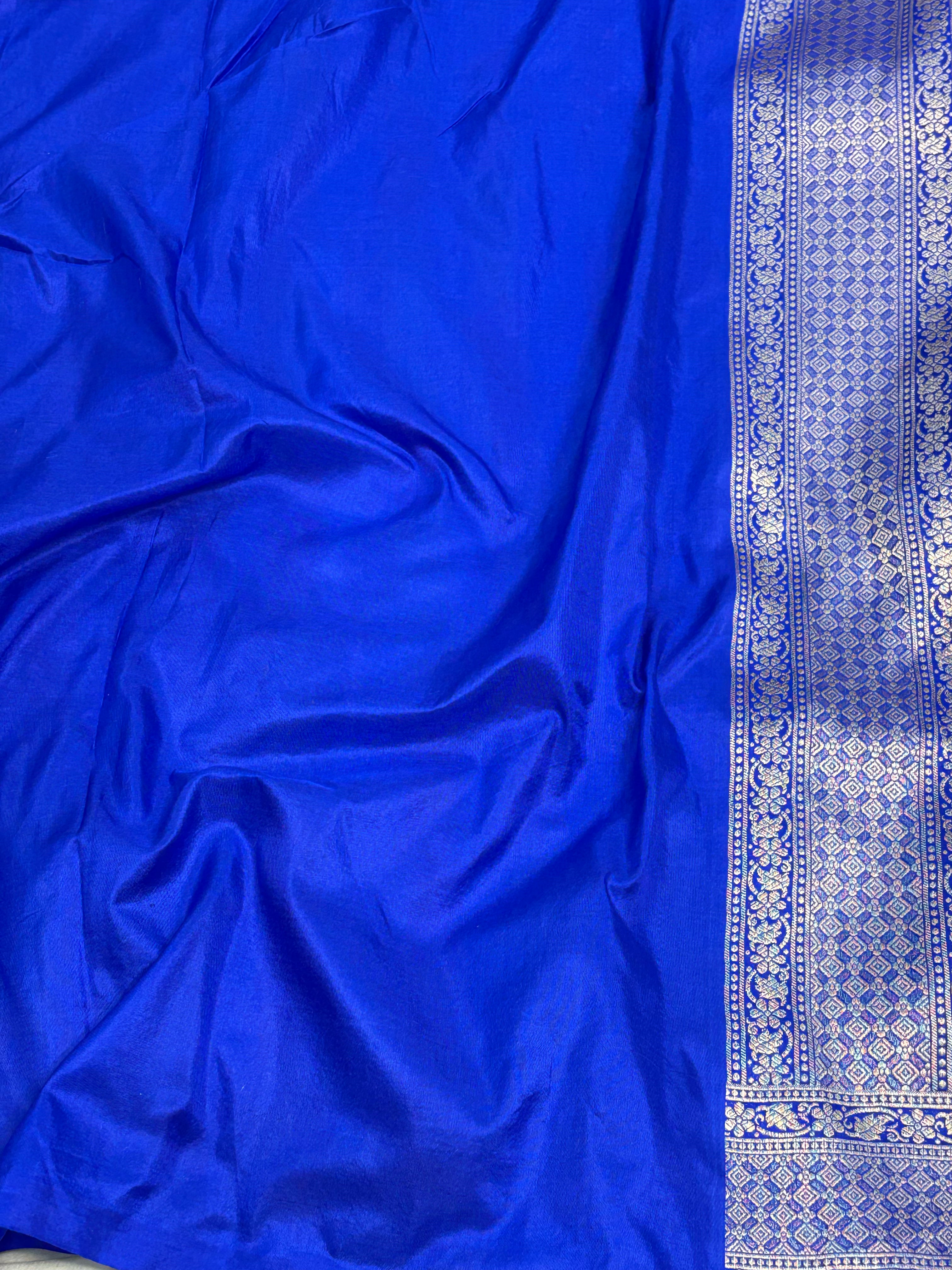Royal Blue Pure Katan Silk Meenakari Brocade Banarasi Saree