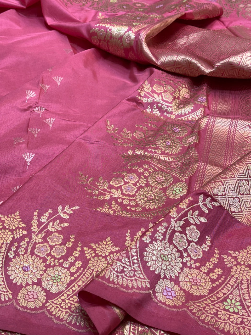 Festive Pink Pure Banarasi Katan Silk Handwoven Saree