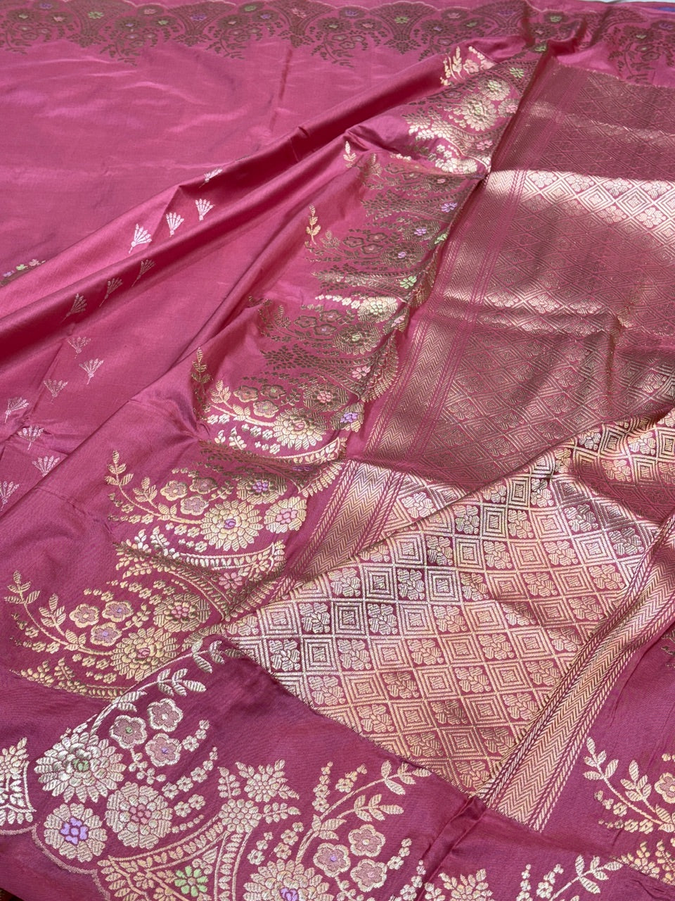 Festive Pink Pure Banarasi Katan Silk Handwoven Saree