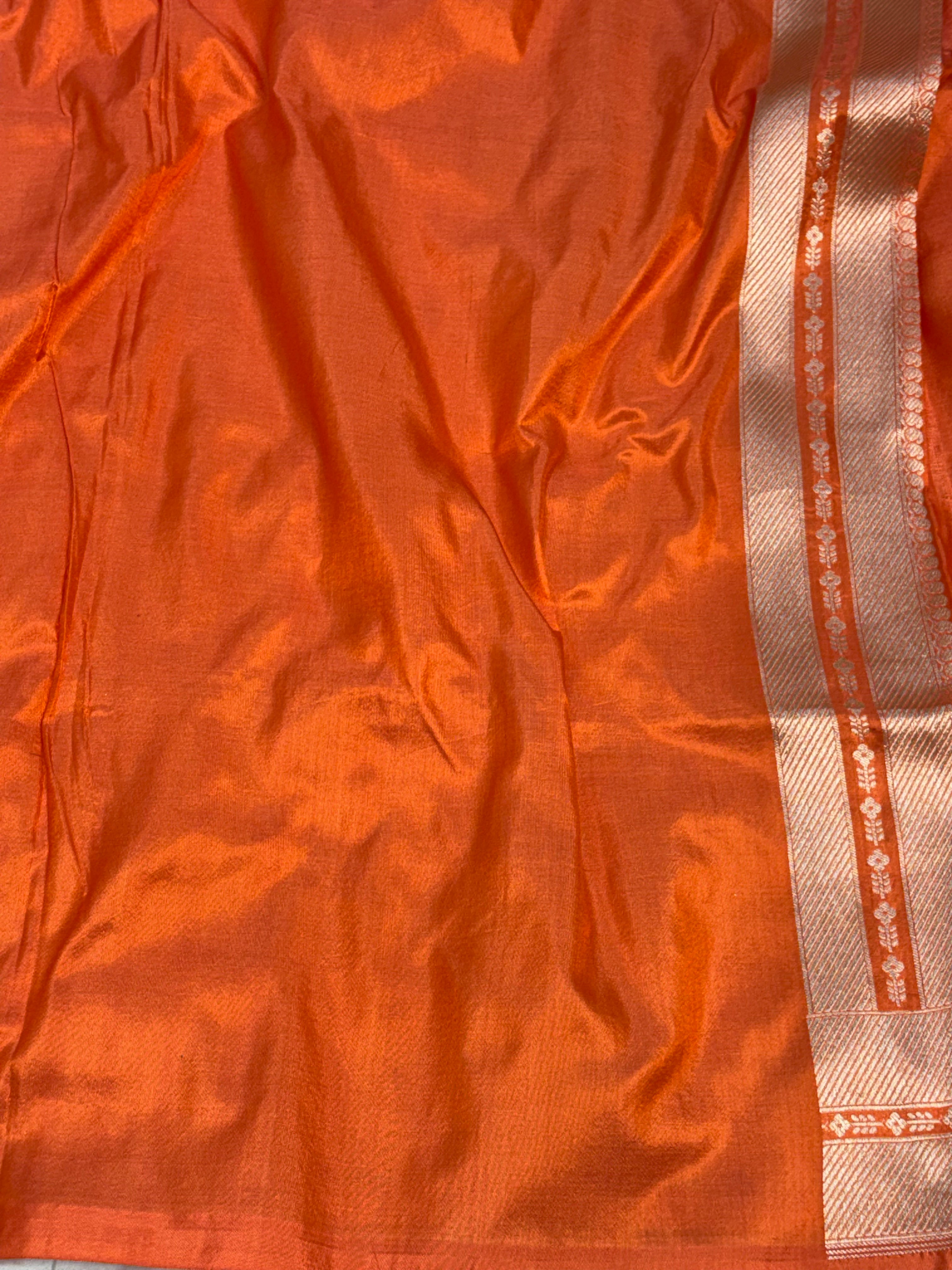 Orange Meenakari Brocade Banarasi Saree