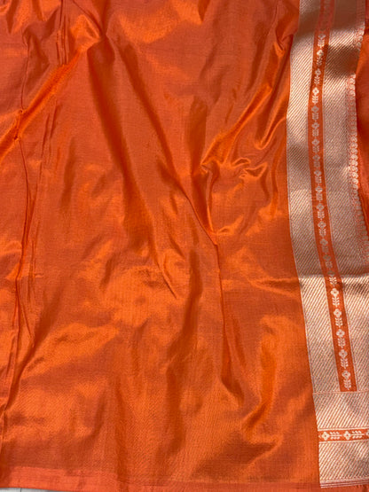 Orange Meenakari Brocade Banarasi Saree