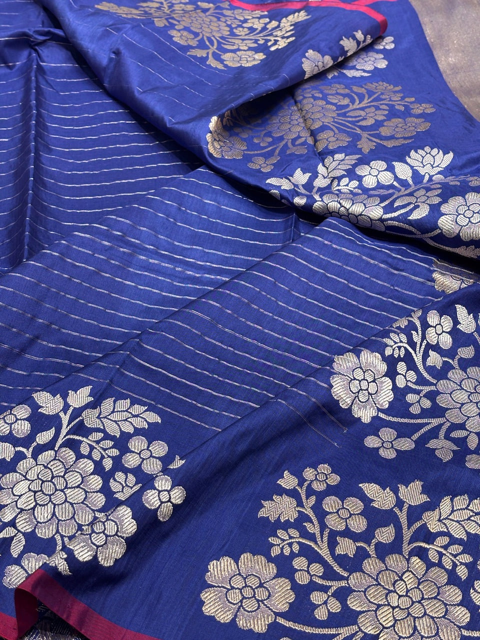 Electric Blue Pure Banarasi Katan Silk Handwoven Saree