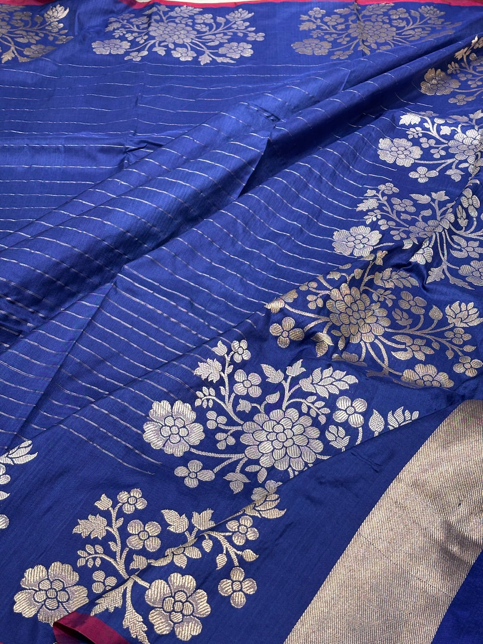 Electric Blue Pure Banarasi Katan Silk Handwoven Saree