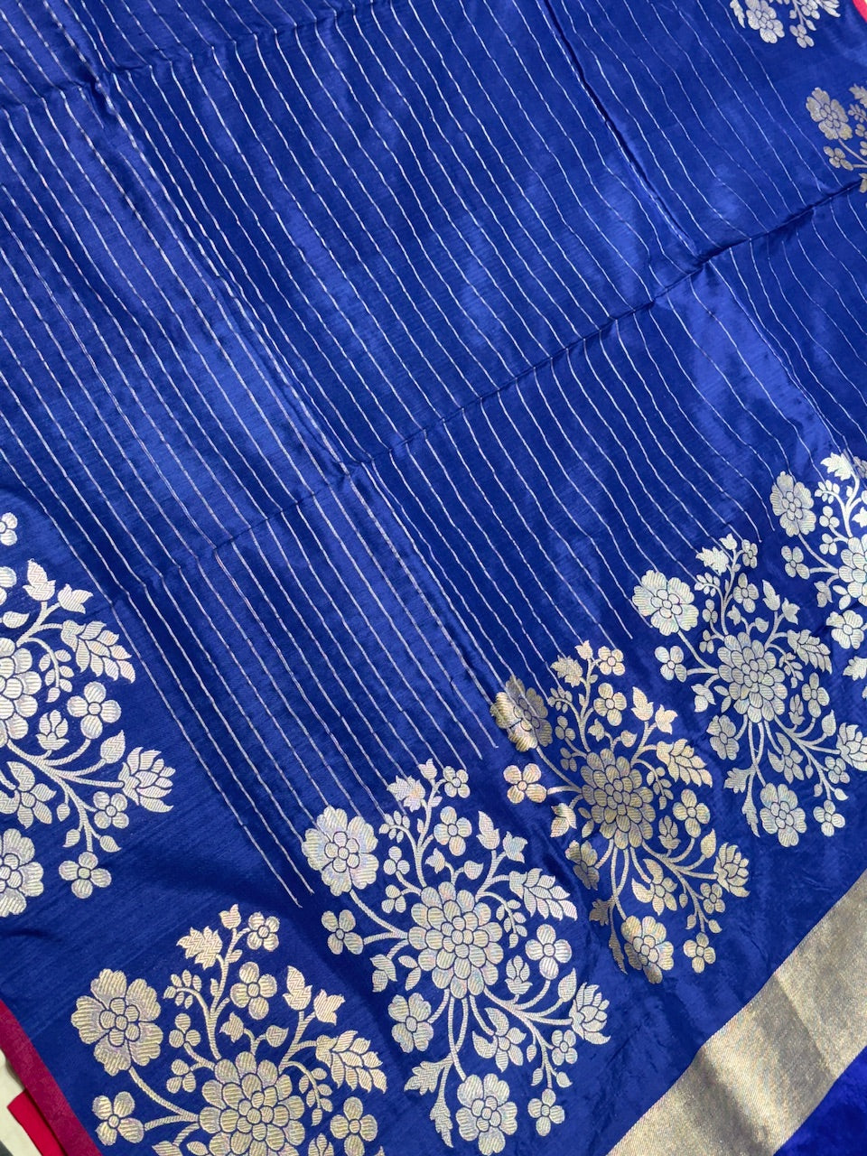Electric Blue Pure Banarasi Katan Silk Handwoven Saree