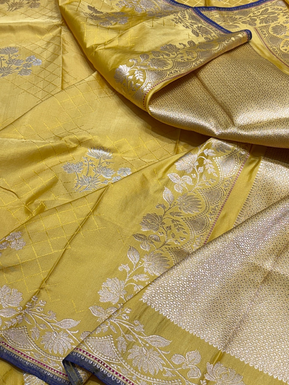 Musterd Yellow Pure Banarasi Katan Silk Handwoven Saree