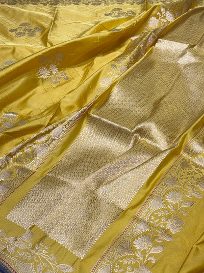 Musterd Yellow Pure Banarasi Katan Silk Handwoven Saree