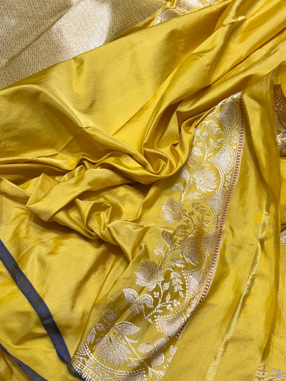 Musterd Yellow Pure Banarasi Katan Silk Handwoven Saree