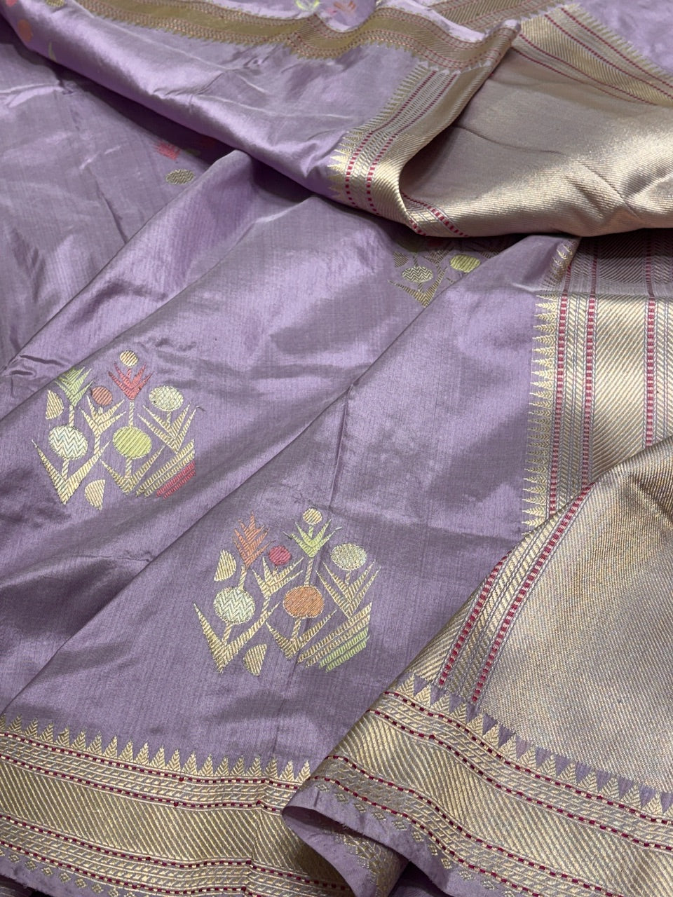 Lavender Purple Pure Banarasi Katan Silk Handwoven Saree