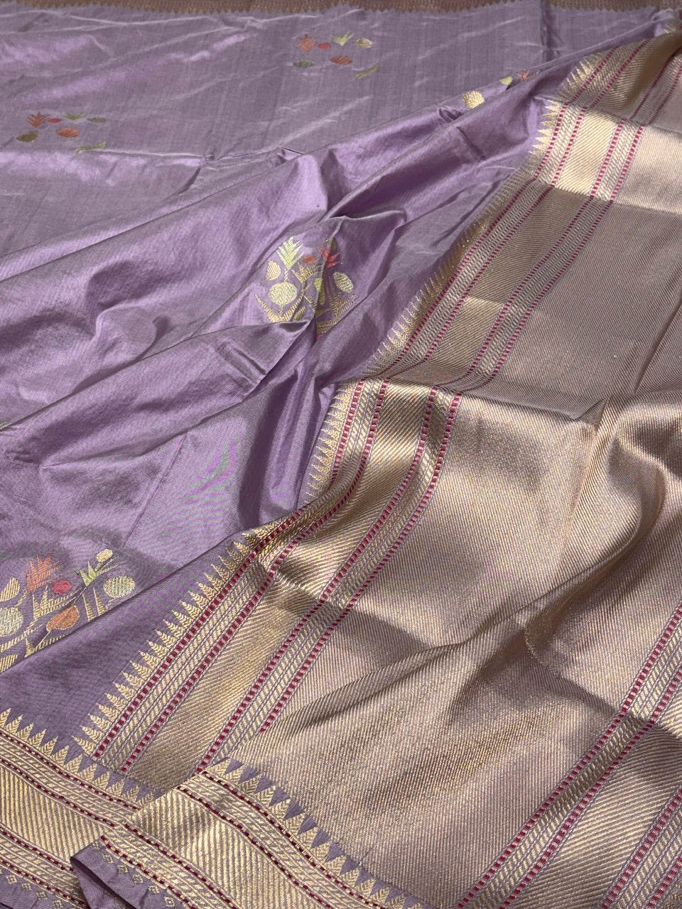 Lavender Purple Pure Banarasi Katan Silk Handwoven Saree
