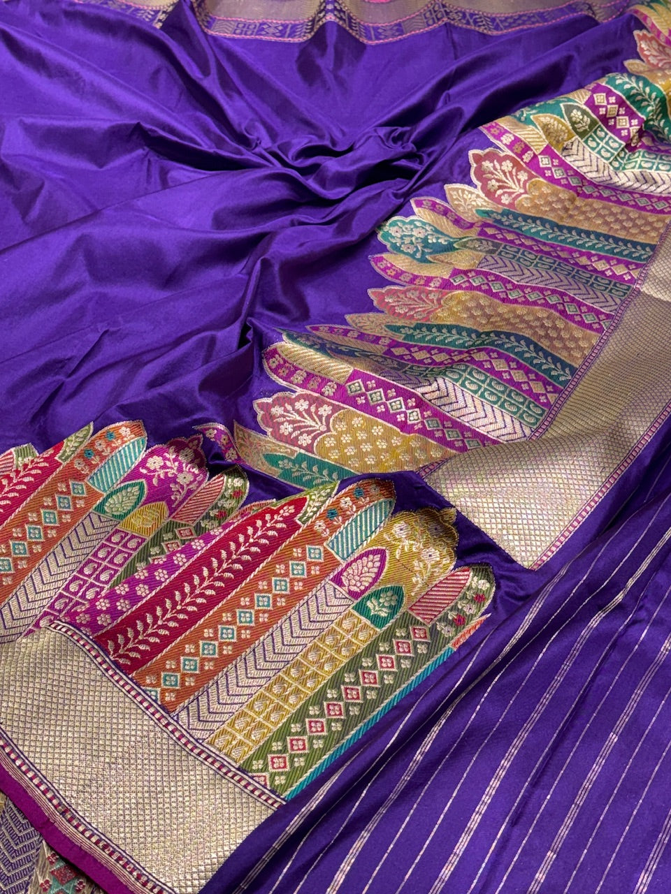 Purple Pure Banarasi Katan Silk Handwoven Saree