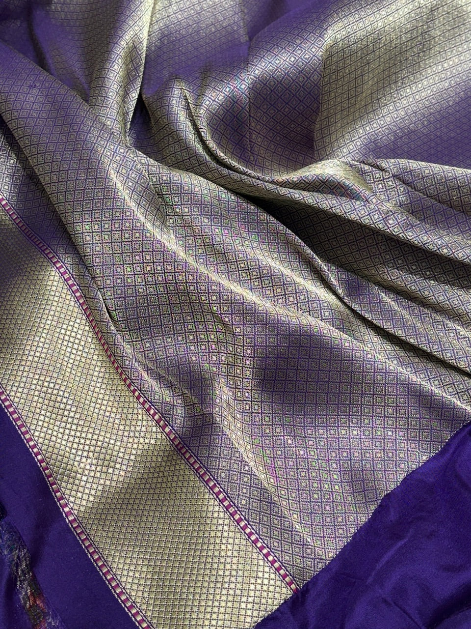 Purple Pure Banarasi Katan Silk Handwoven Saree