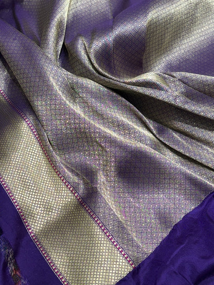 Purple Pure Banarasi Katan Silk Handwoven Saree