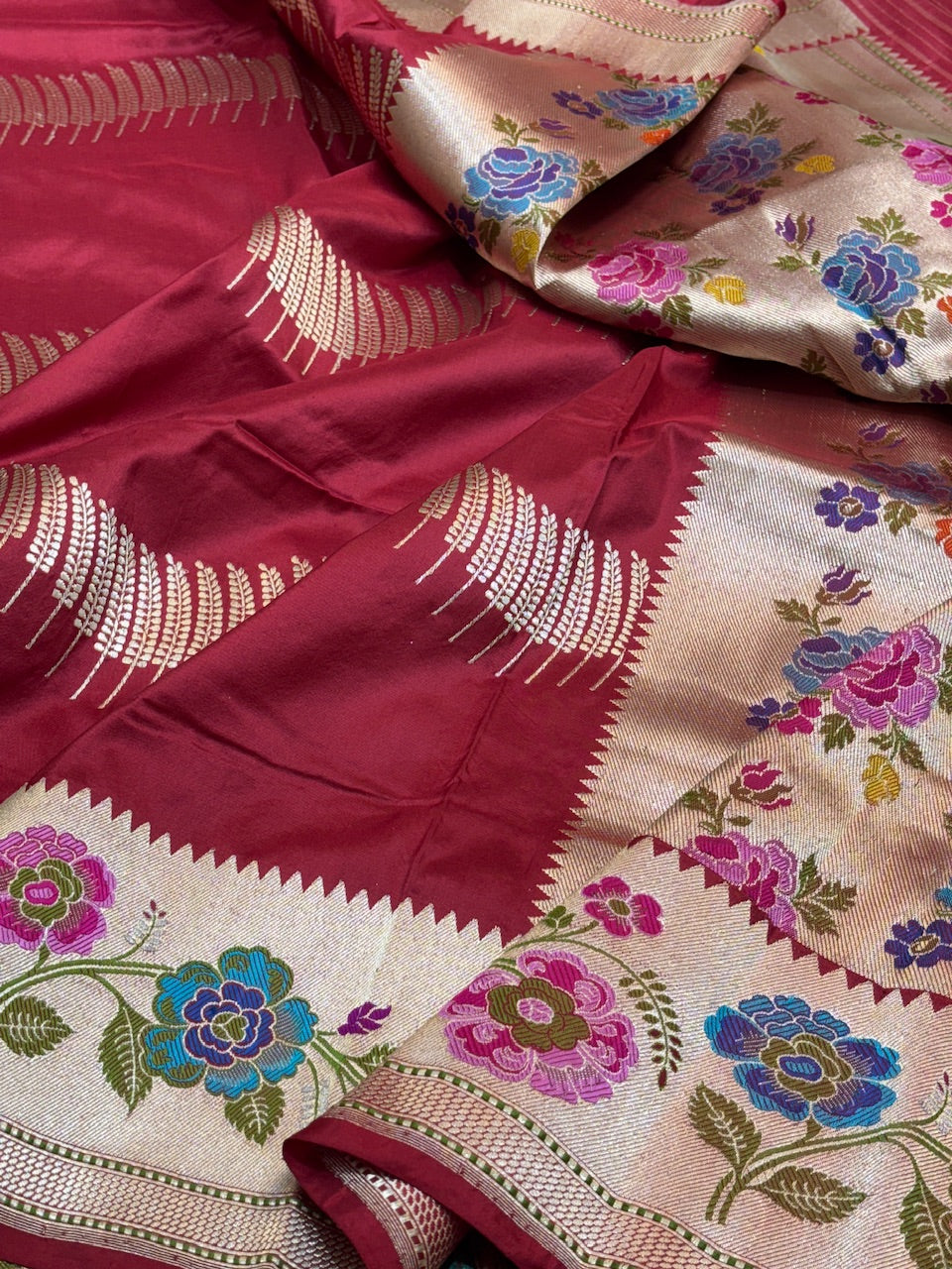 Red Pure Banarasi Katan Silk Handwoven Saree