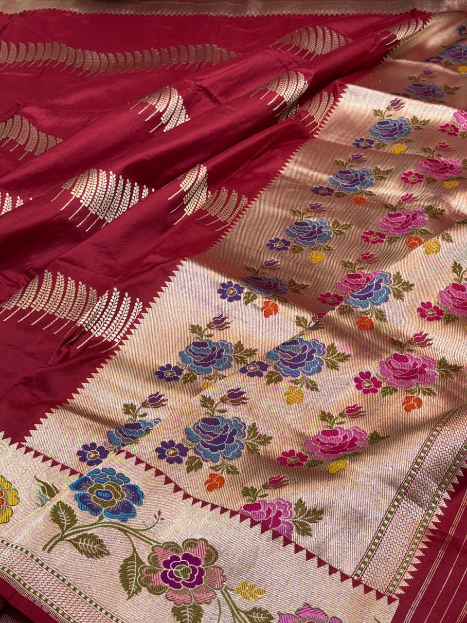 Red Pure Banarasi Katan Silk Handwoven Saree
