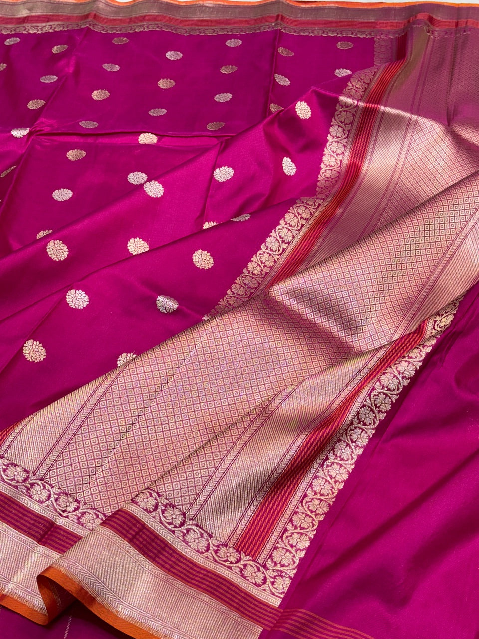 Rani Pink Pure Banarasi Katan Silk Handwoven Saree