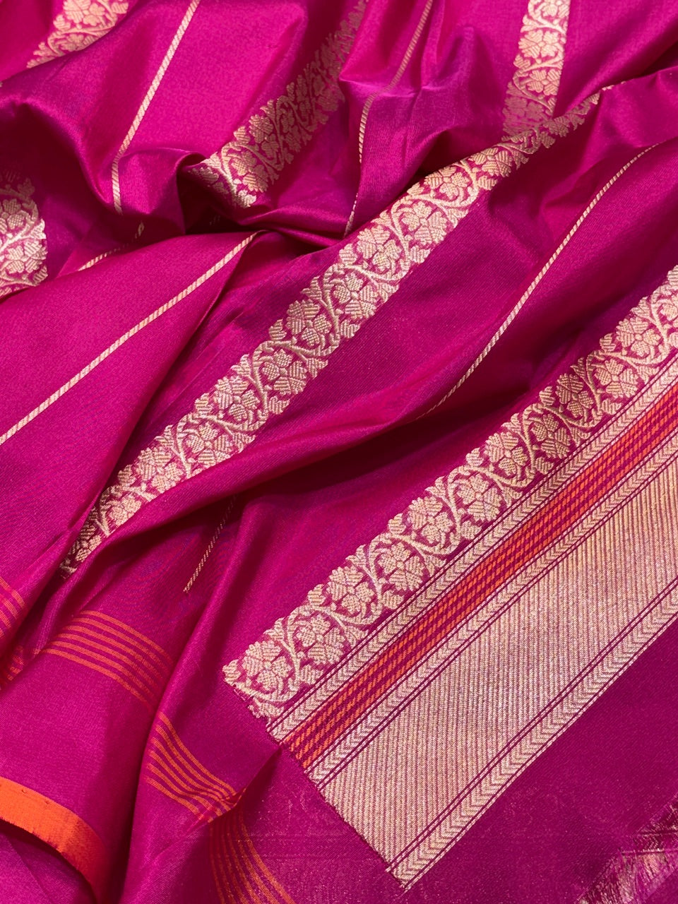 Rani Pink Pure Banarasi Katan Silk Handwoven Saree