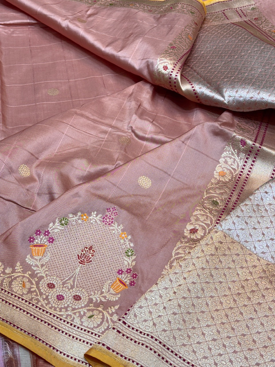 Rose Pink Pure Banarasi Katan Silk Handwoven Saree