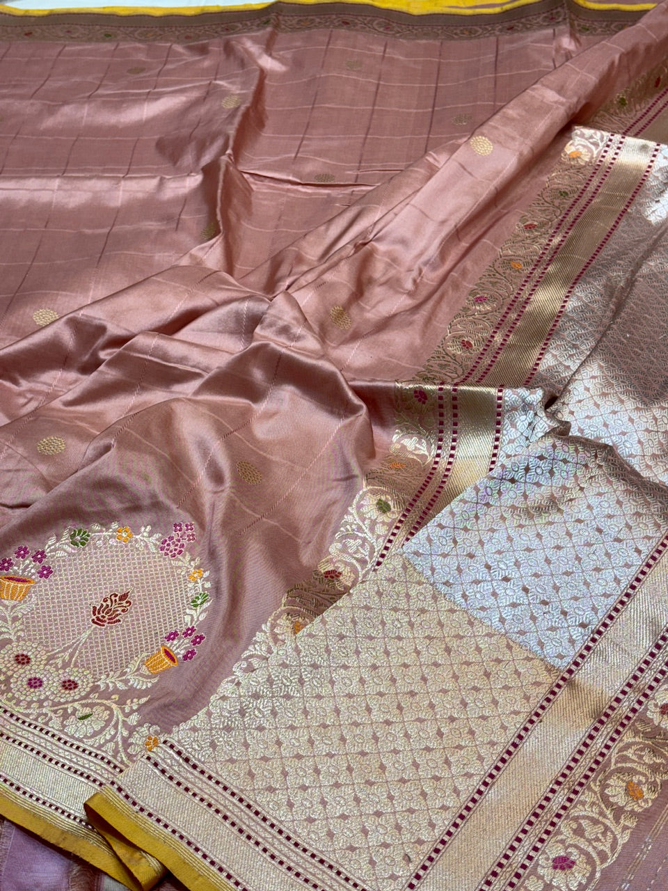 Rose Pink Pure Banarasi Katan Silk Handwoven Saree