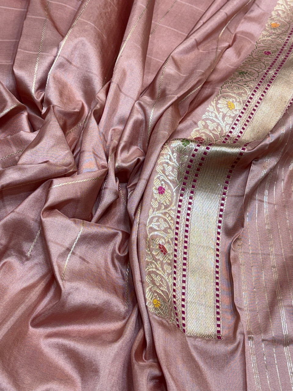 Rose Pink Pure Banarasi Katan Silk Handwoven Saree