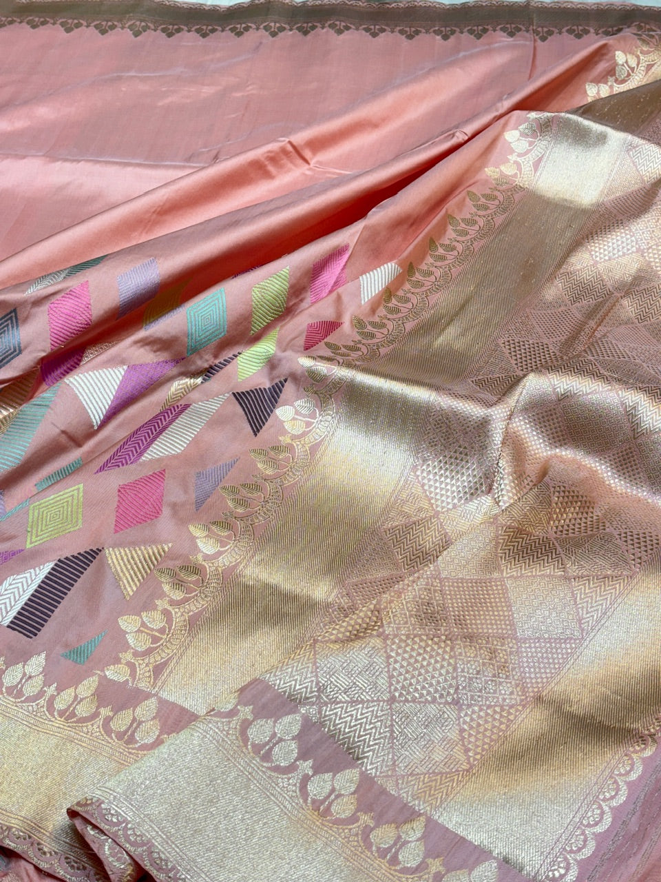 Rose Pink Pure Banarasi Katan Silk Handwoven Saree