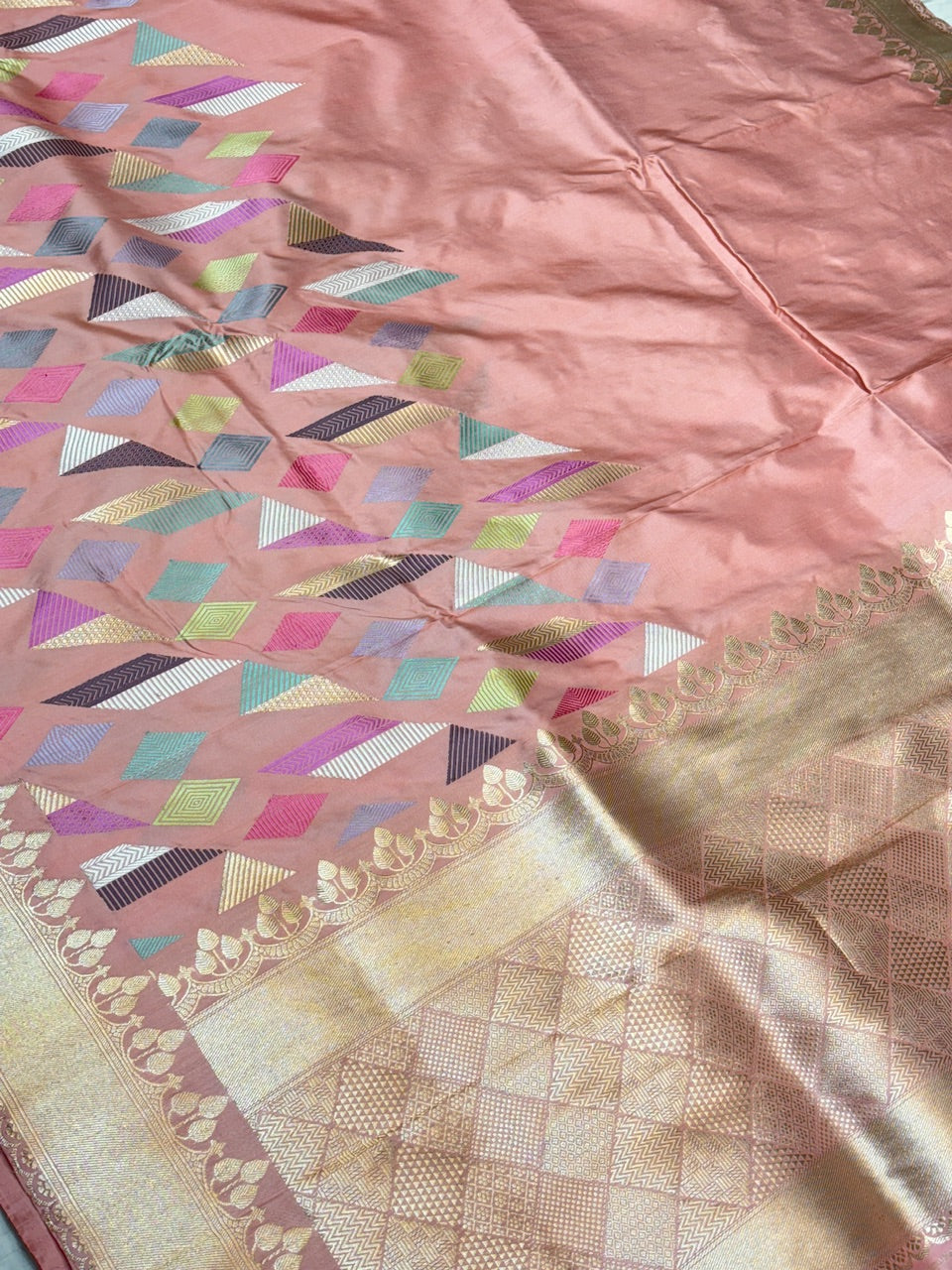 Rose Pink Pure Banarasi Katan Silk Handwoven Saree