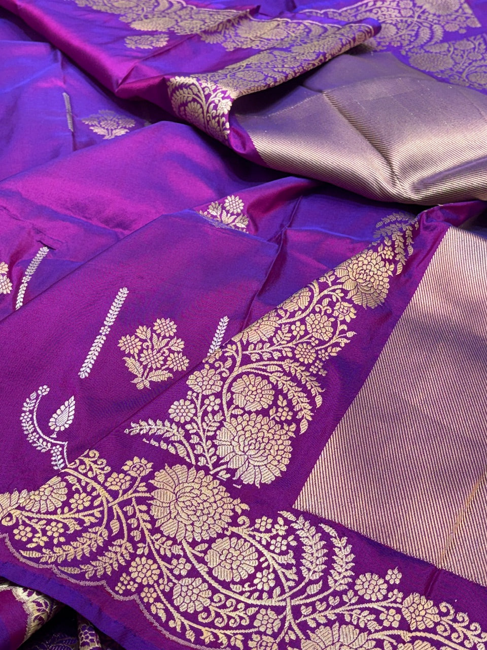 Purple Pure Banarasi Katan Silk Handwoven Saree