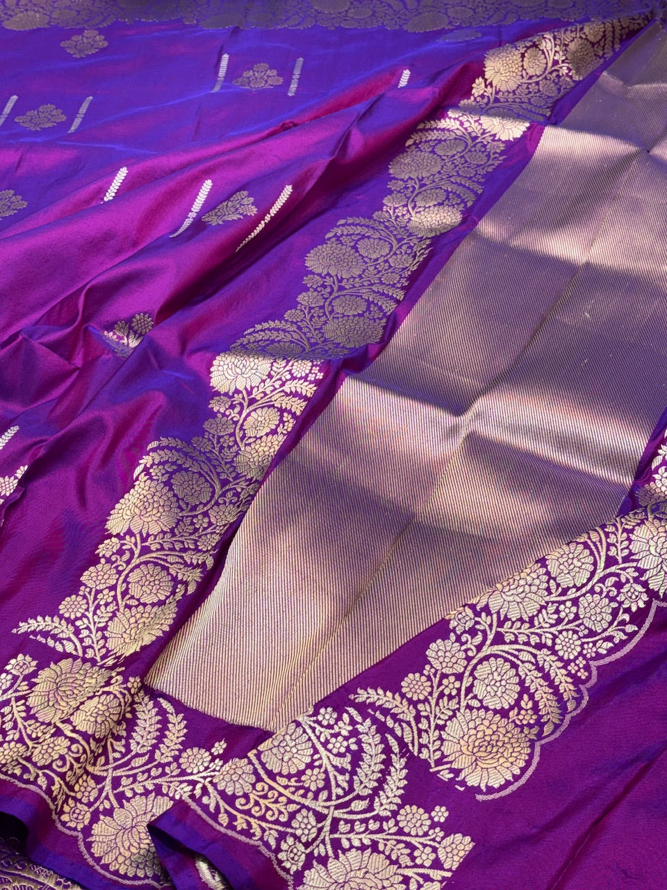 Purple Pure Banarasi Katan Silk Handwoven Saree