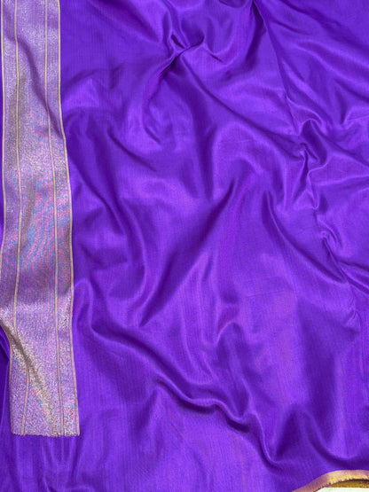 Lavender Real Zari Pure Katan Silk Ektara Jamdani Banarasi Saree with Meenakari Work