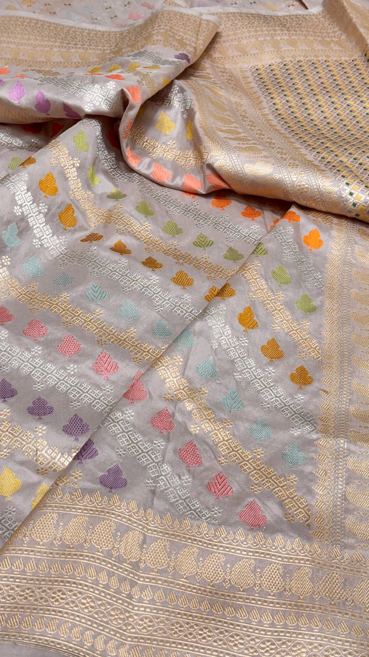 Mauve Banarasi Katan Silk Handwoven