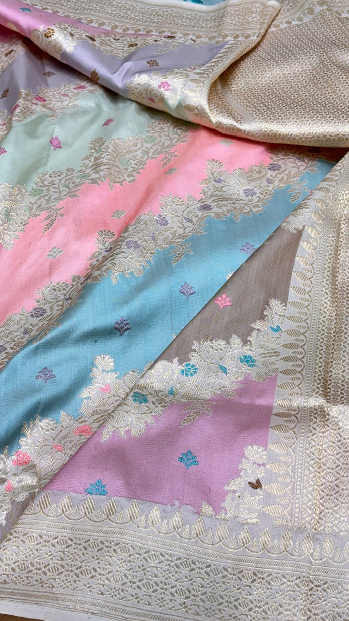 ivory Pure Banarasi Rankaat Handwoven Saree