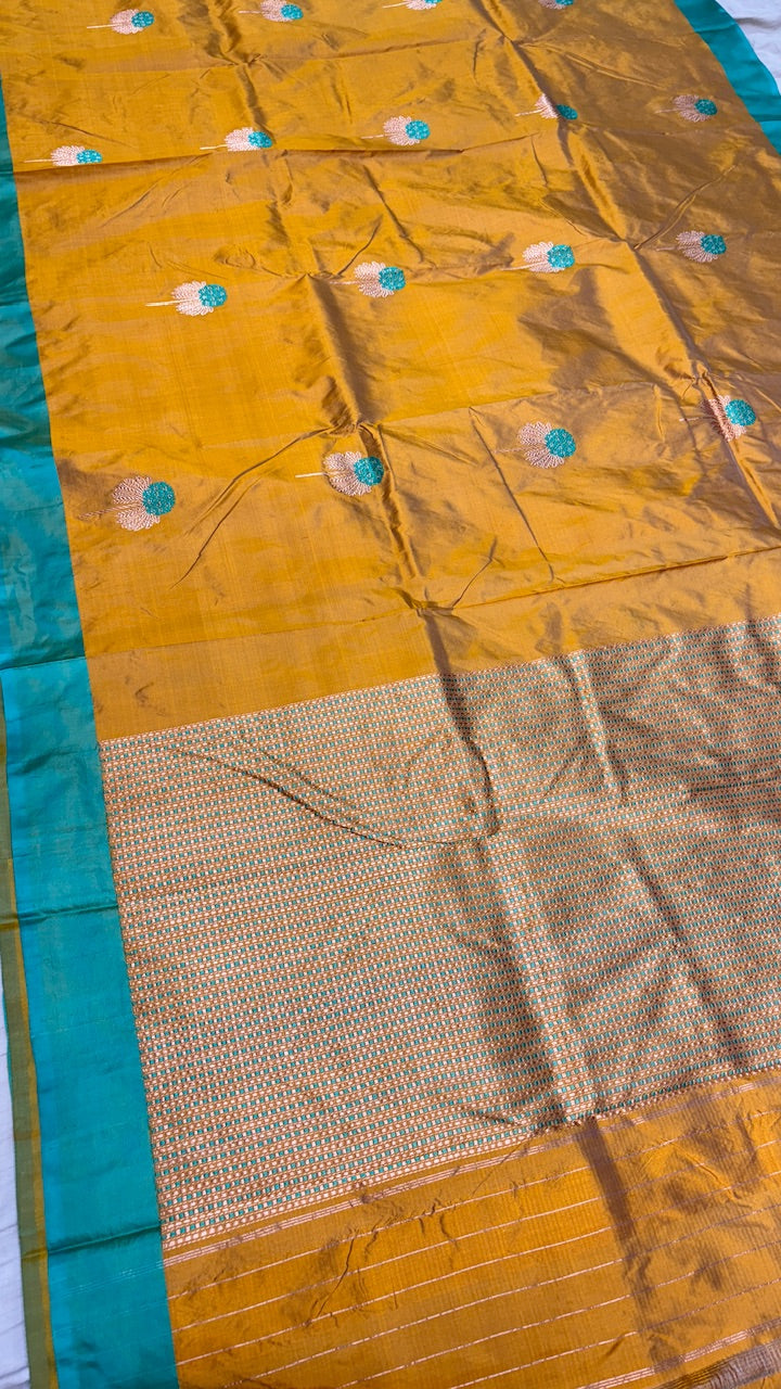 yellow Mango Banarasi Silk Handwoven Saree