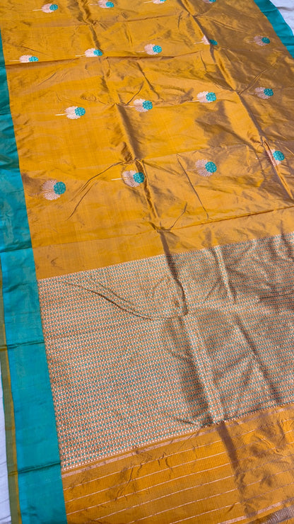 yellow Mango Banarasi Silk Handwoven Saree