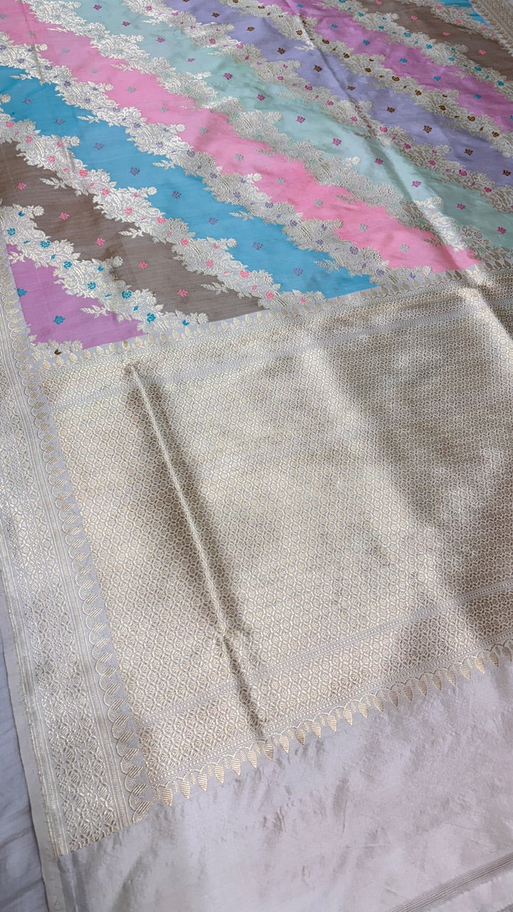 ivory Pure Banarasi Rankaat Handwoven Saree