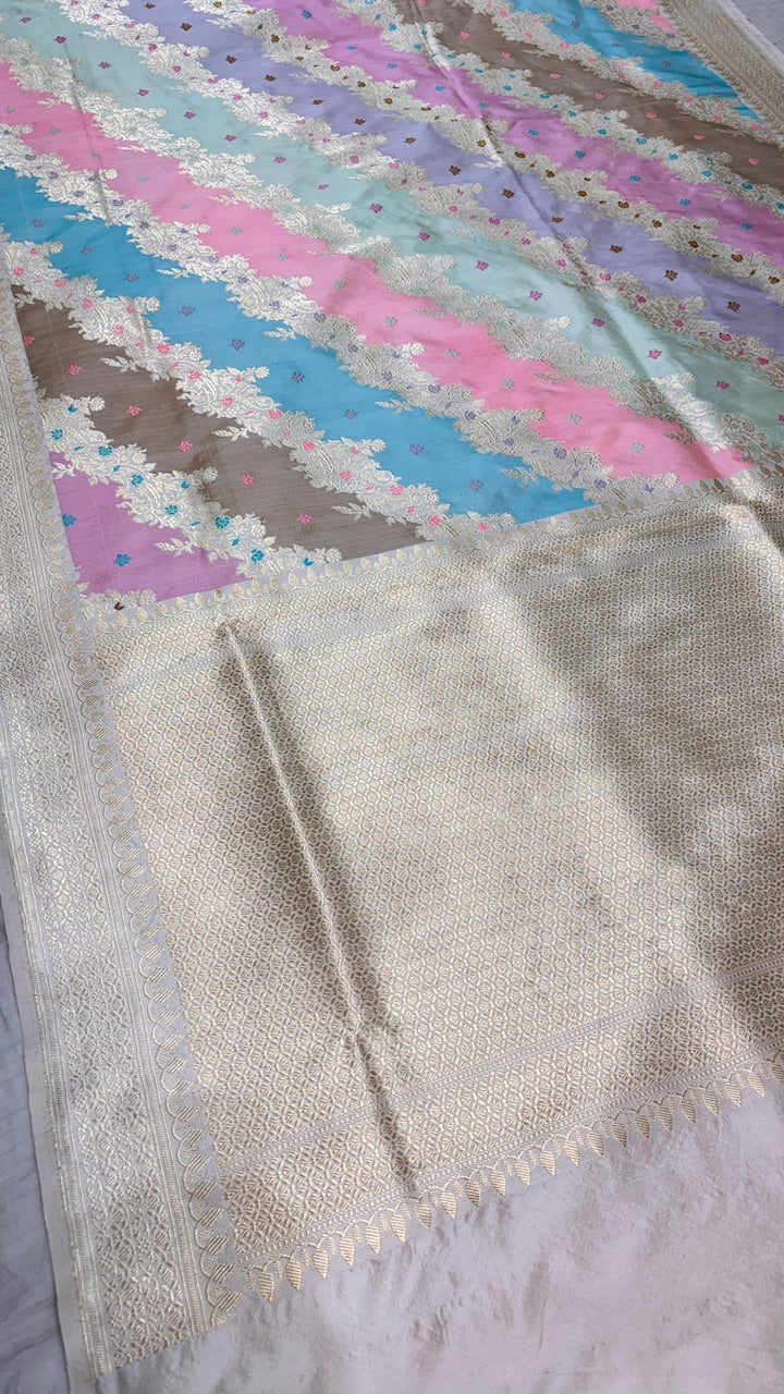 ivory Pure Banarasi Rankaat Handwoven Saree