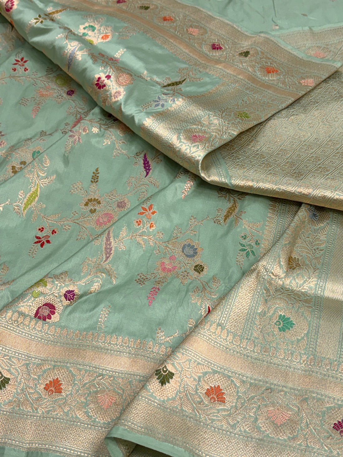 Sea Green Handwoven Pure Banarasi Katan Silk Saree