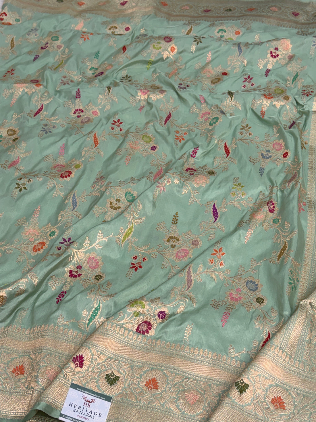 Sea Green Handwoven Pure Banarasi Katan Silk Saree