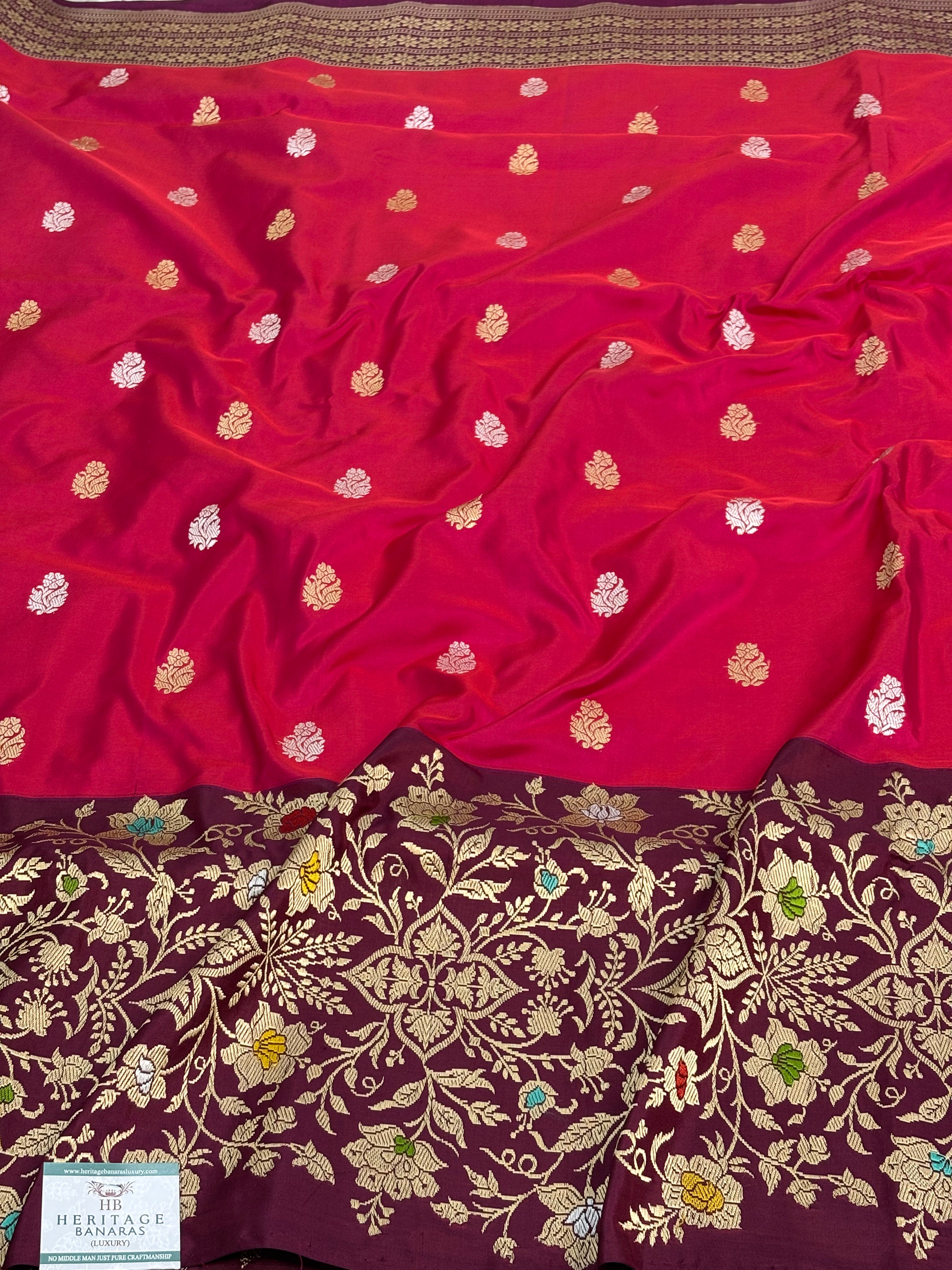 Baby Pink Pure Katan Silk Handwoven Banarasi Saree with Meenakari Work