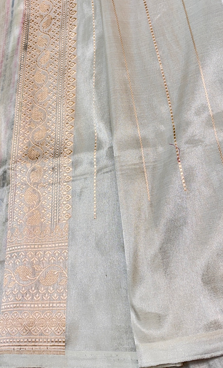 ivory Pure Banarasi Tissue Handwoven Saree