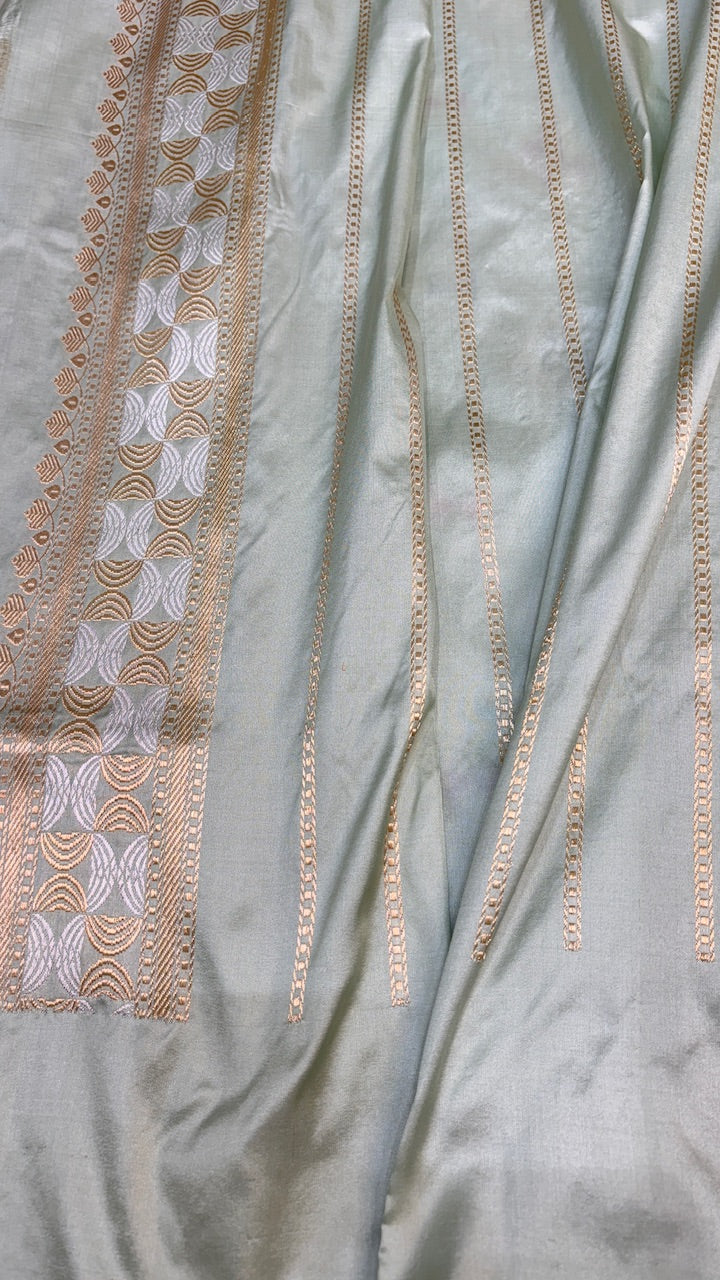 Light Slate Gray Banarasi Katan Silk Handwoven Saree