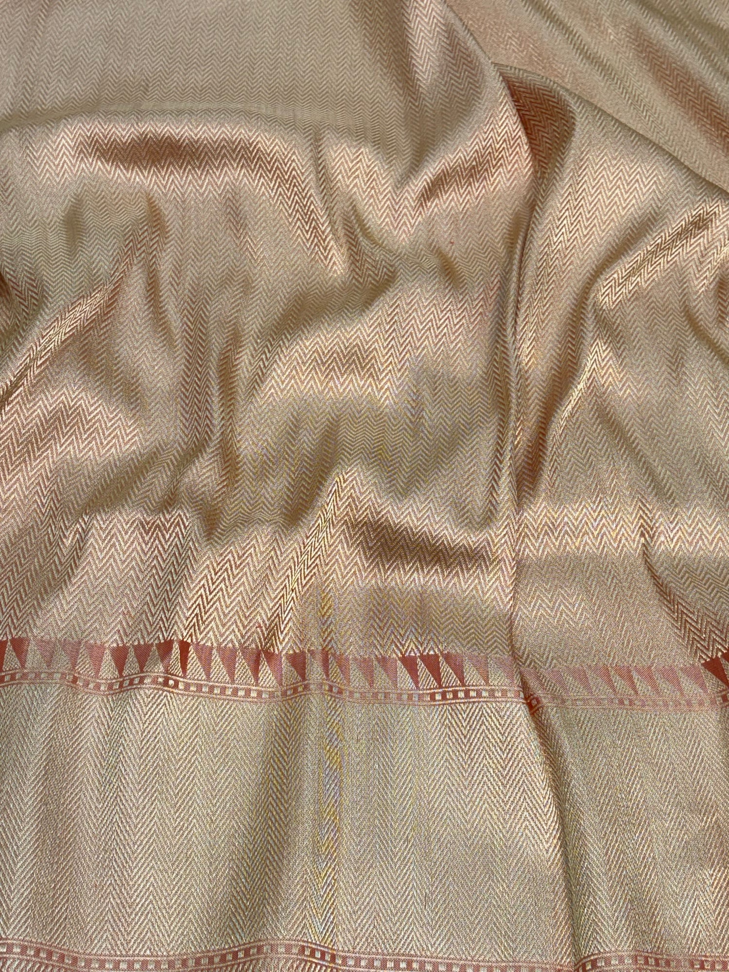 Pastel Pure Tissue Katan Silk Ektara Rangkat Banarasi Saree with Gaath Work