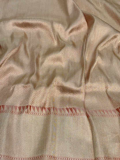 Pastel Pure Tissue Katan Silk Ektara Rangkat Banarasi Saree with Gaath Work
