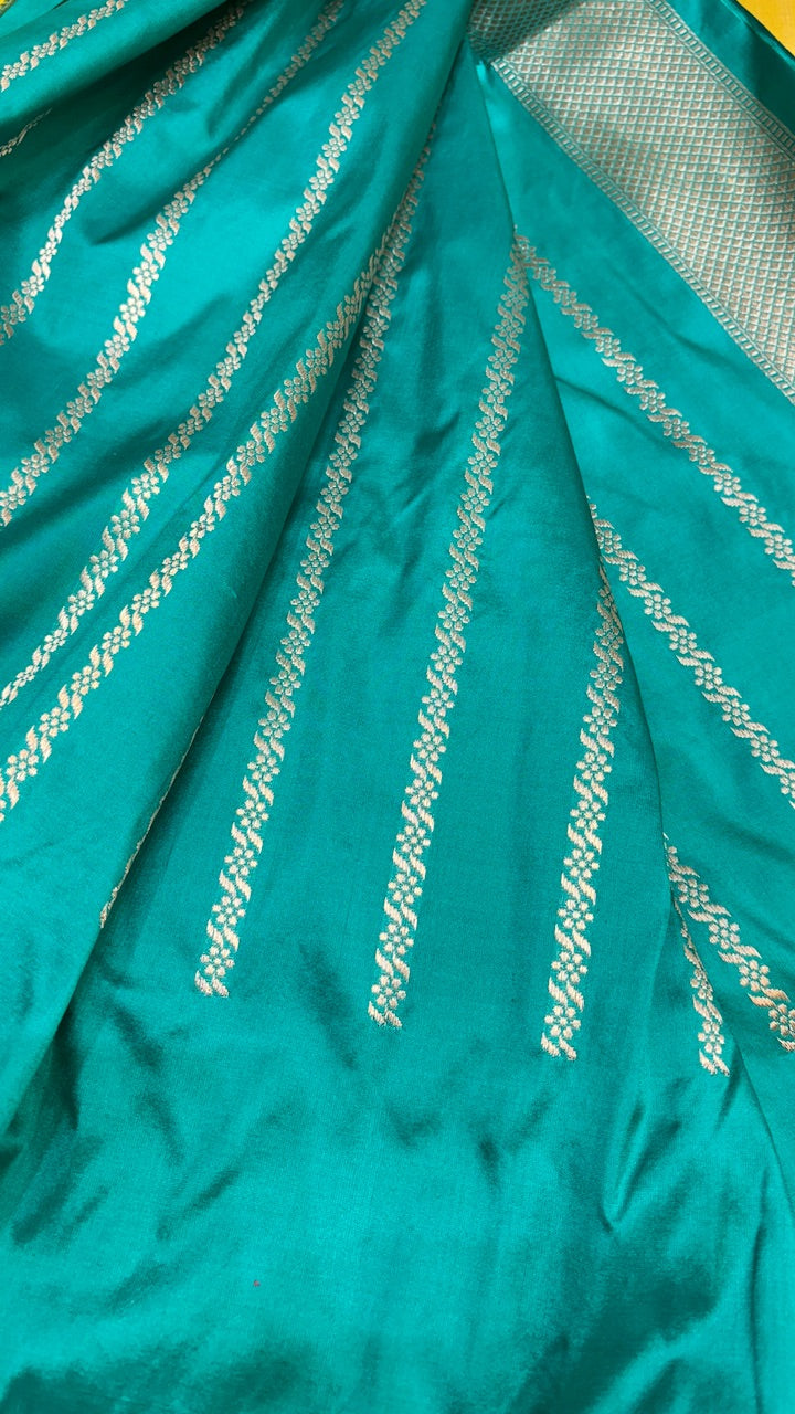 Musterd Yellow Banarasi Katan Silk Handwoven Saree