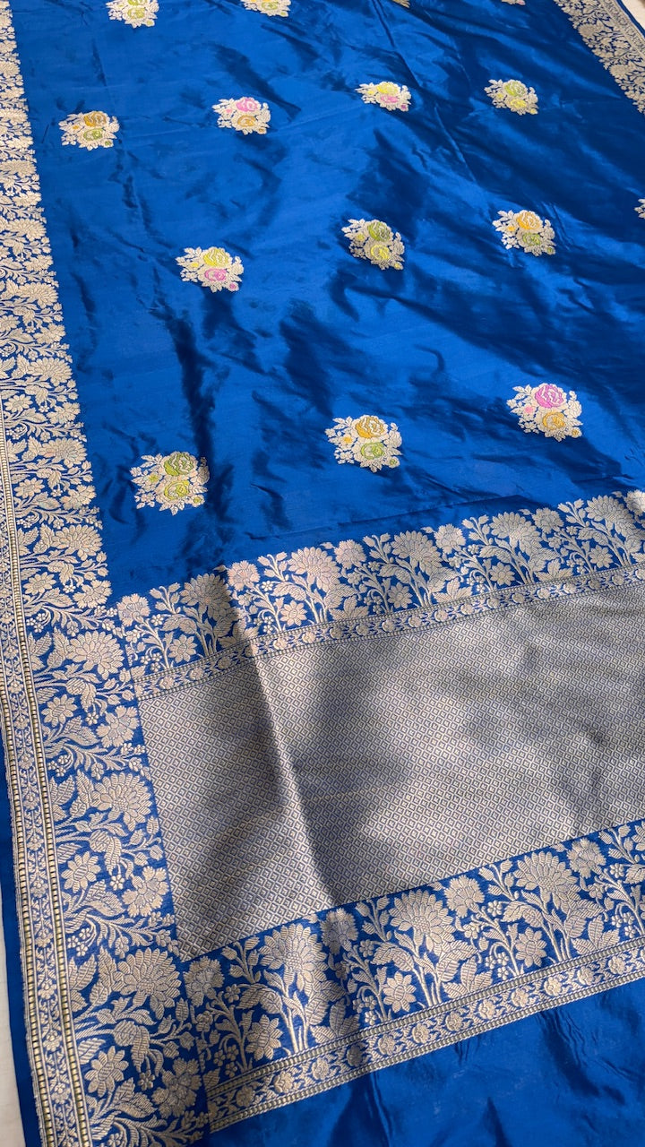 Royal Blue Banarasi Katan Silk Handwoven