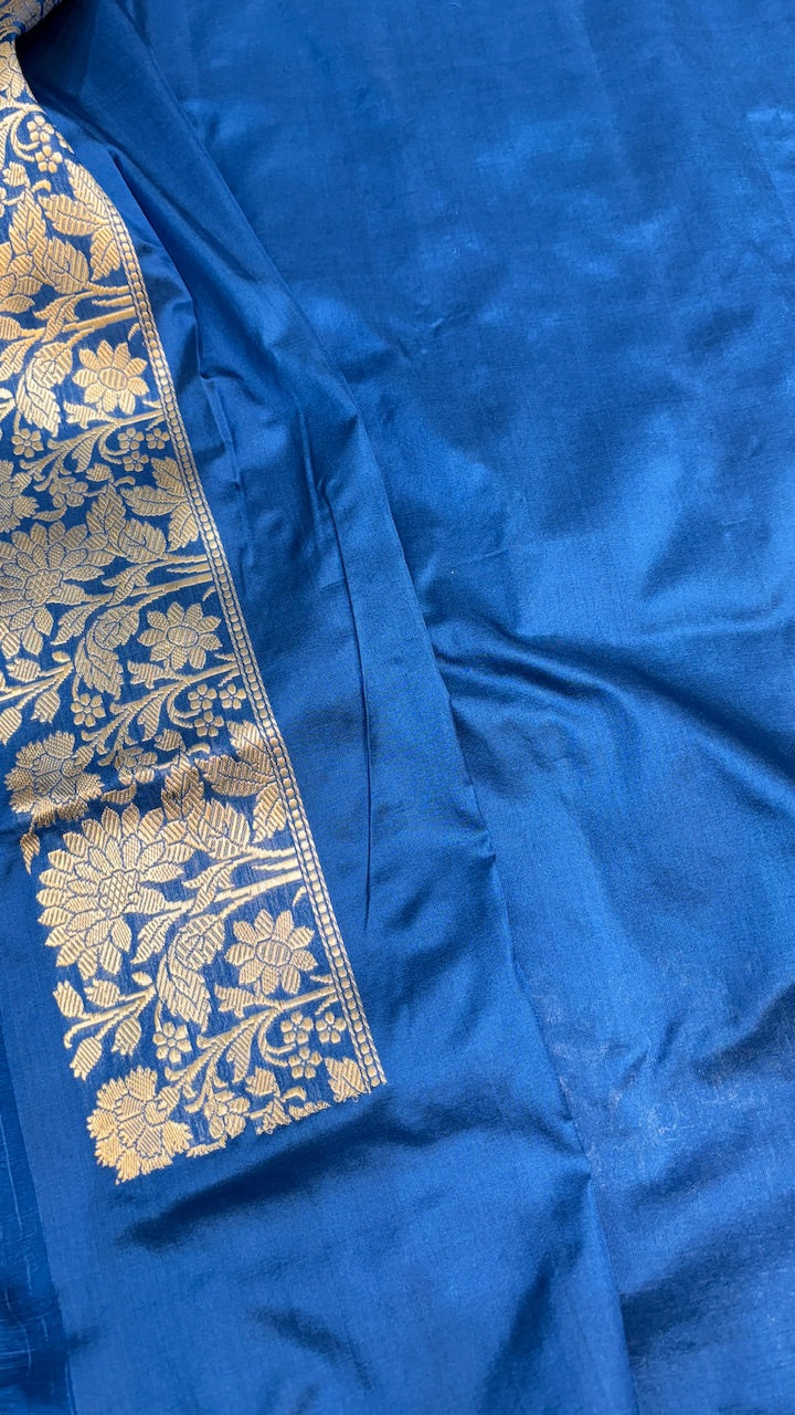 Royal Blue Banarasi Katan Silk Handwoven