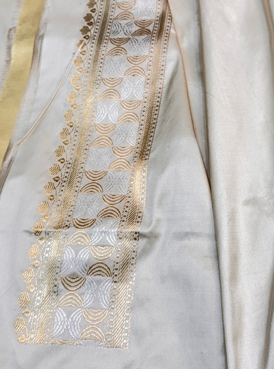 White Banarasi Katan Silk Handwoven