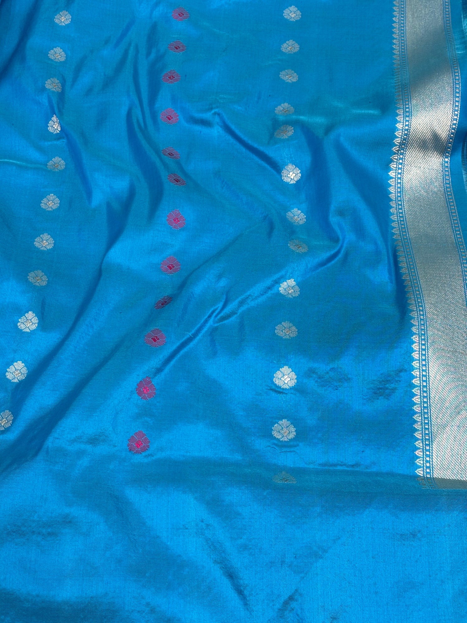 Purple Pure Kora Banarasi Saree with Necklace Style Jaal and Skirt Border