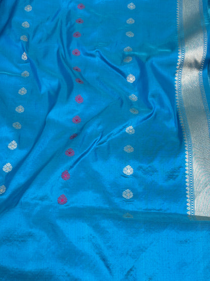 Purple Pure Kora Banarasi Saree with Necklace Style Jaal and Skirt Border
