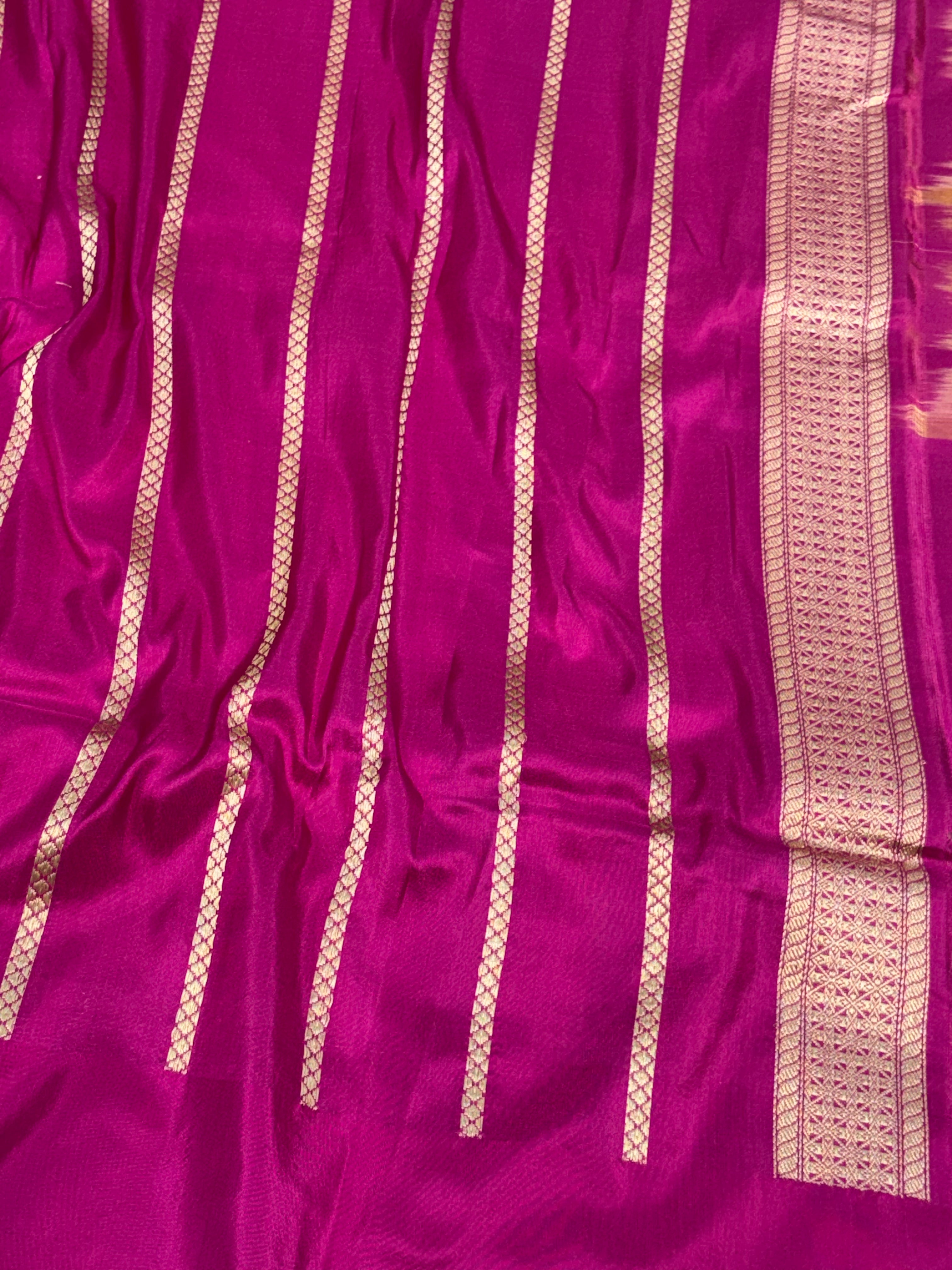 Multicolor Block Rangkat Banarasi Pure Kora Silk Saree with Katan Silk Border