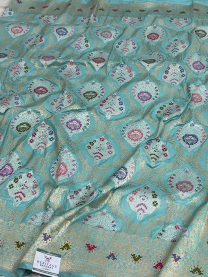 Sky Blue Handwoven Pure Banarasi Katan Silk Saree